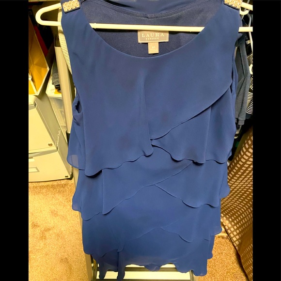 Laura Crystal Detail Tiered Chiffon Sleeveless Dress - Picture 2 of 4